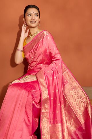 Light Pink Silk Viscose Cutwork Banarasi Saree image number