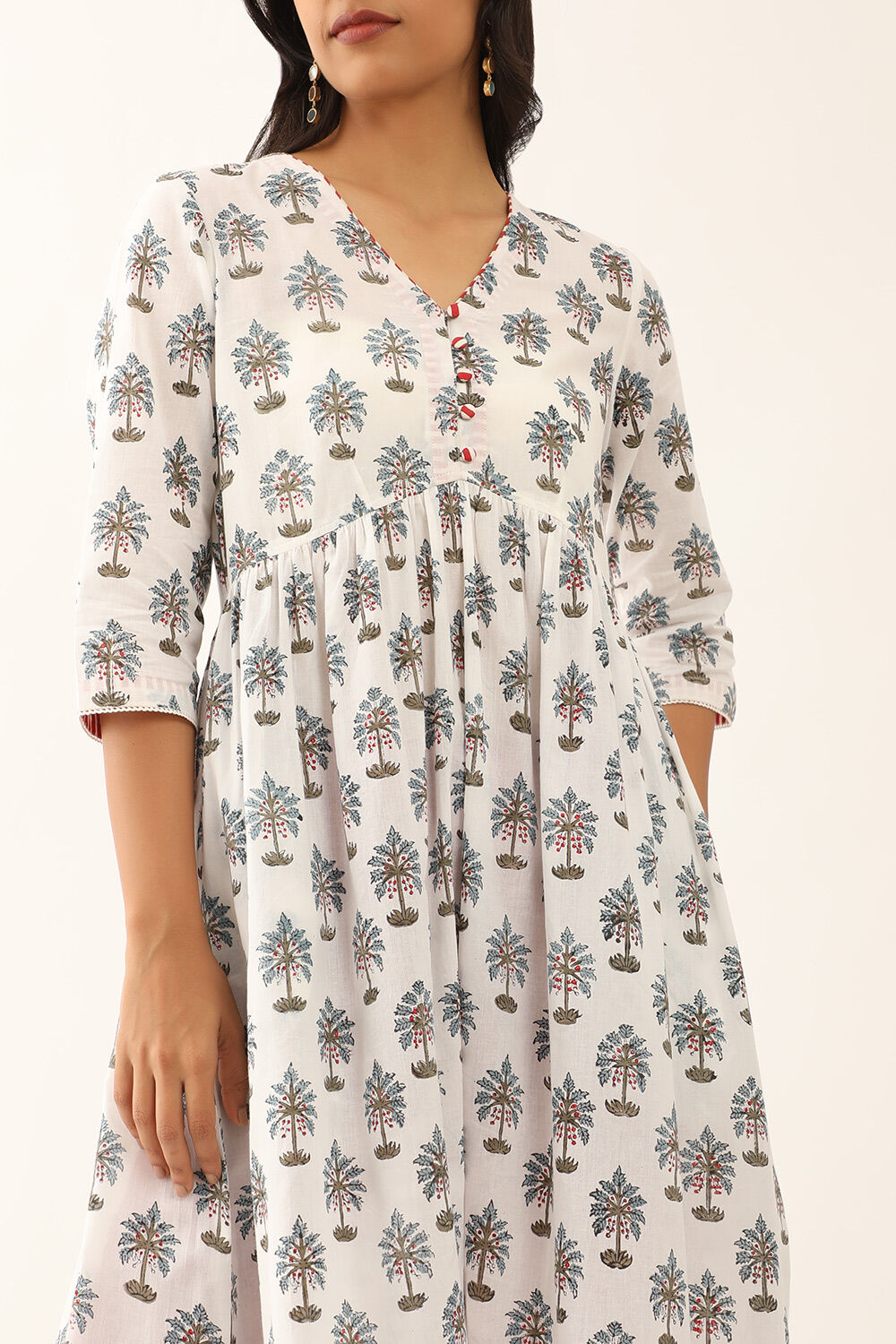 Off-White Pure Cotton Sanganeri Block Printed Kurta image number null