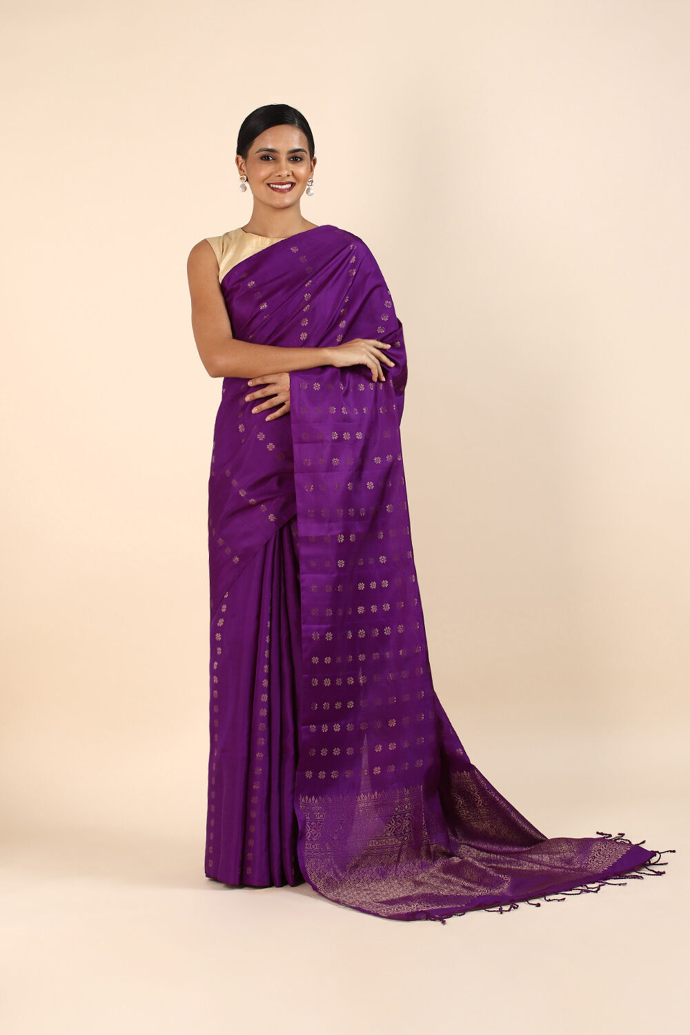 Violet Pure Soft Silk Saree image number null