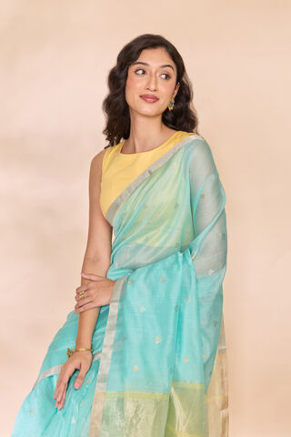 Light Blue Woven Pure Silk Cotton Chanderi Saree image number