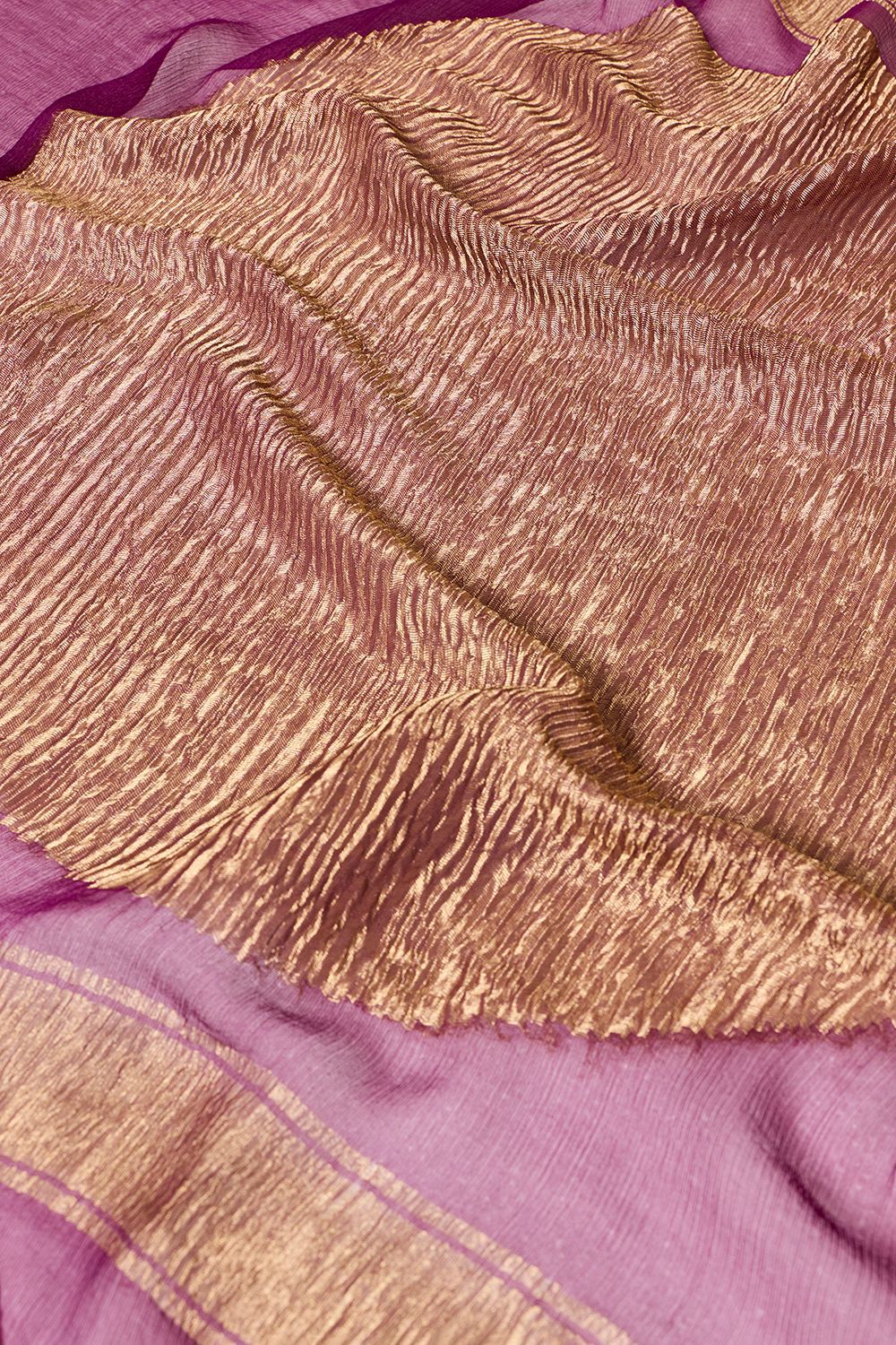 Purple Woven Pure Silk Chiffon Saree image number null