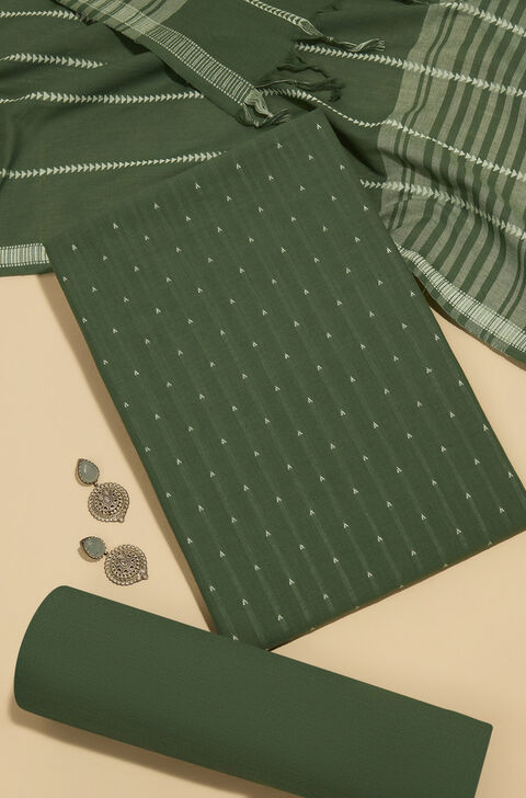Light Green Woven Pure Cotton Unstitched Suit Set