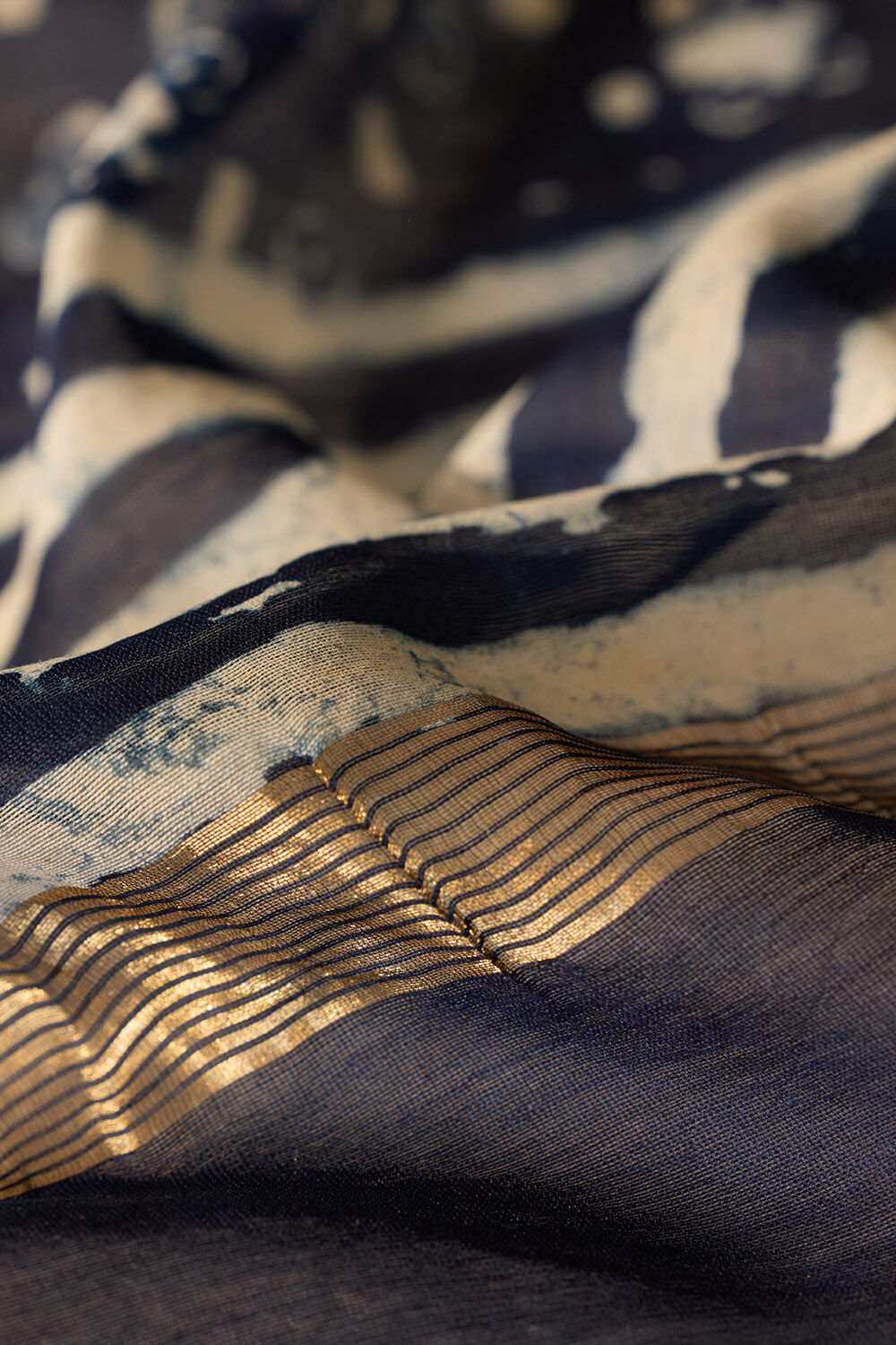Blue Bagru Bagru Block Printed Pure Silk Cotton Saree image number null