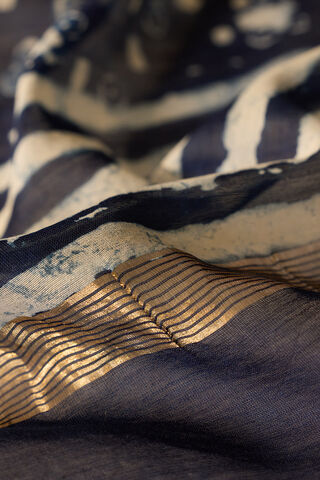 Blue Bagru Bagru Block Printed Pure Silk Cotton Saree thumbnail image number null