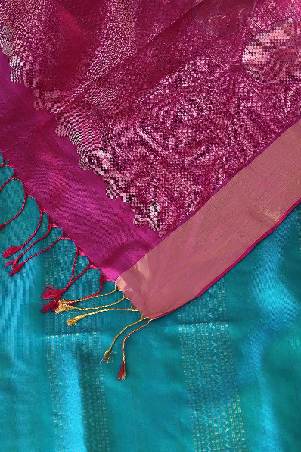 Dark Blue Pure Silk South Saree image number null