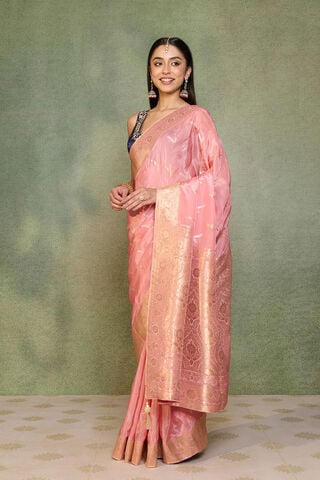 Light Pink Woven Pure Viscose Saree thumbnail image number null