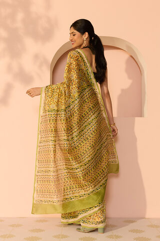 Yellow Rajasthan Pure Silk Cotton Printed Sanganeri Saree thumbnail image number null