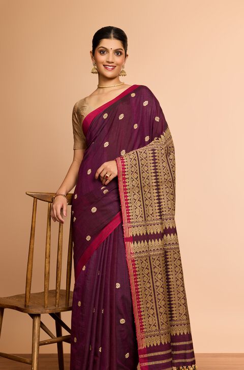 Purple Assam Woven Pure Eri Saree
