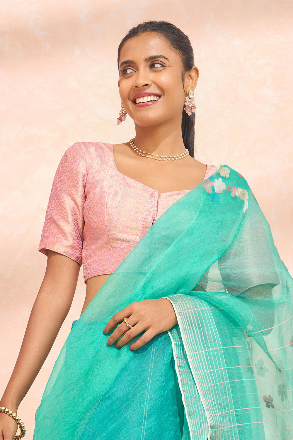 Pink Brocade Viscose Blouse image number null