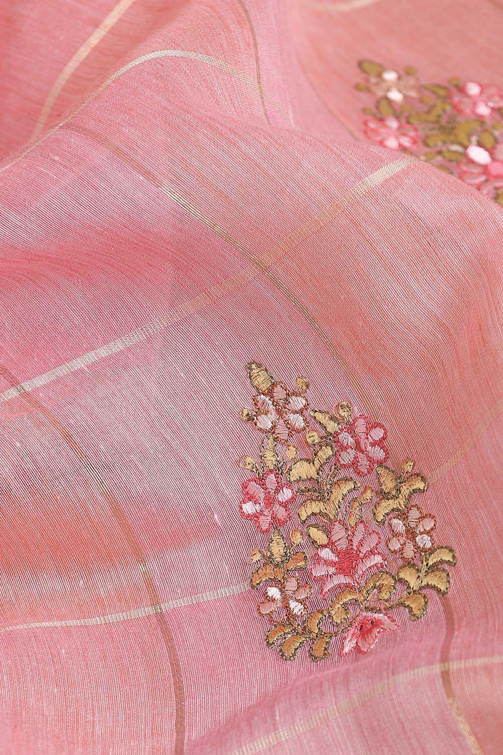 Pink Pure Embroidered Saree image number null