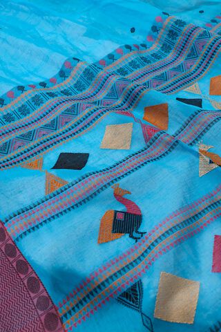 Blue Woven Pure Cotton Saree thumbnail image number null