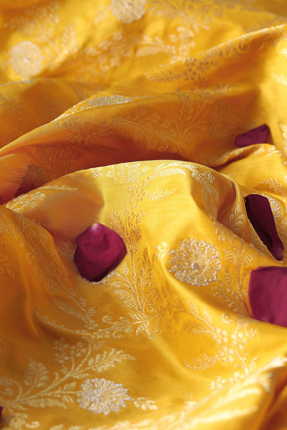 Yellow Pure Silk Banarasi Saree image number null