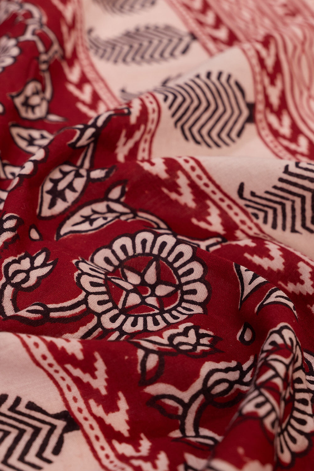 Off White Bagh Block Printed Pure Cotton Saree image number null