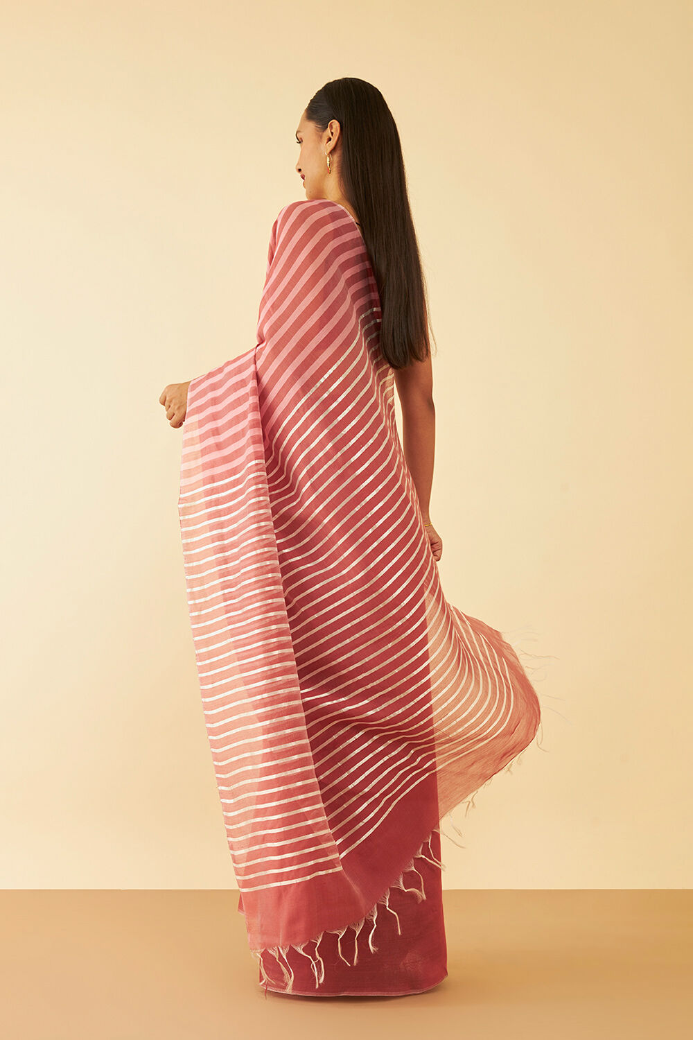 Dark Pink Bhagalpur Woven Pure Tussar Viscose Saree image number null