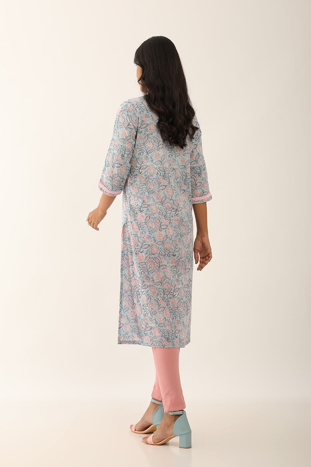 Blue Printed Sanganeri Cotton Kurta image number null