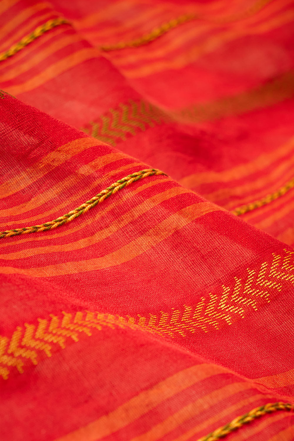 Orange Woven Pure Cotton Bengal Saree image number null