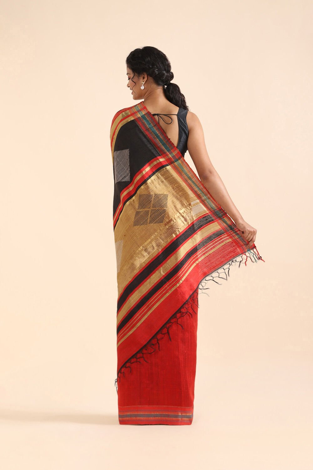 Red Pure Tussar Silk Bhagalpuri Saree image number null