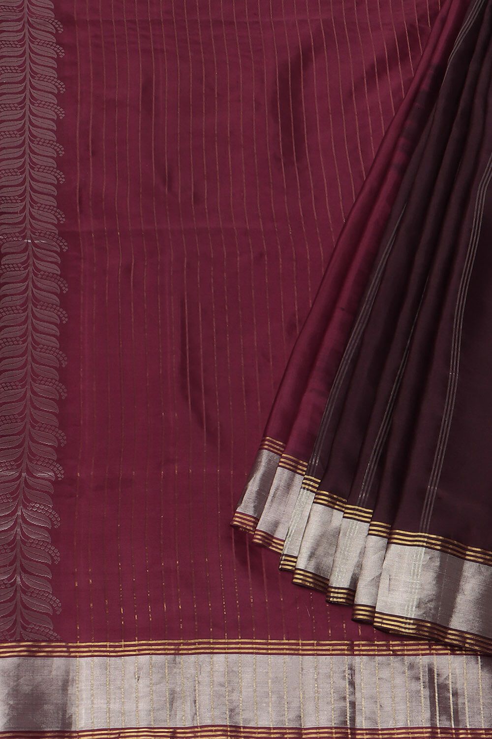 Dark Red Pure Silk South Saree image number null