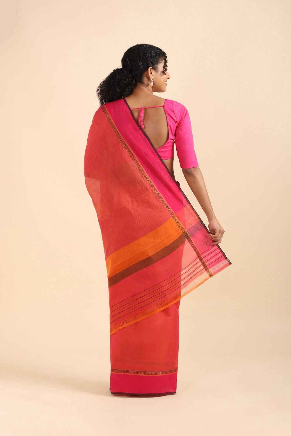 Pink Pure Cotton South Saree image number null