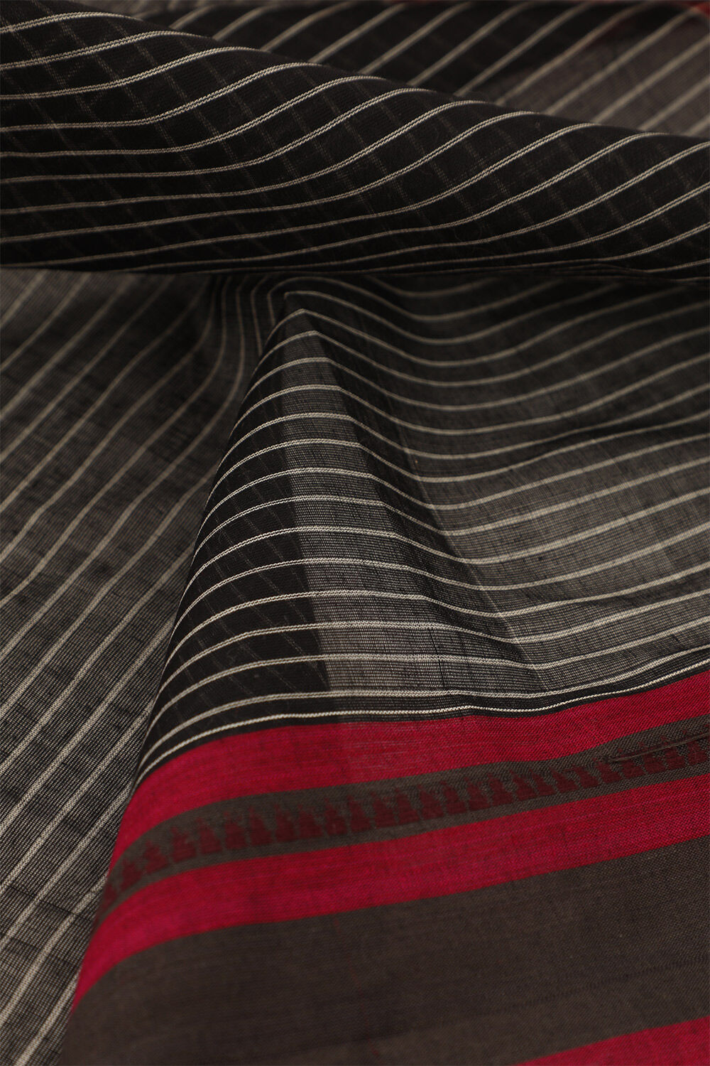 Black Pure Cotton Woven Narayanpet Saree image number null