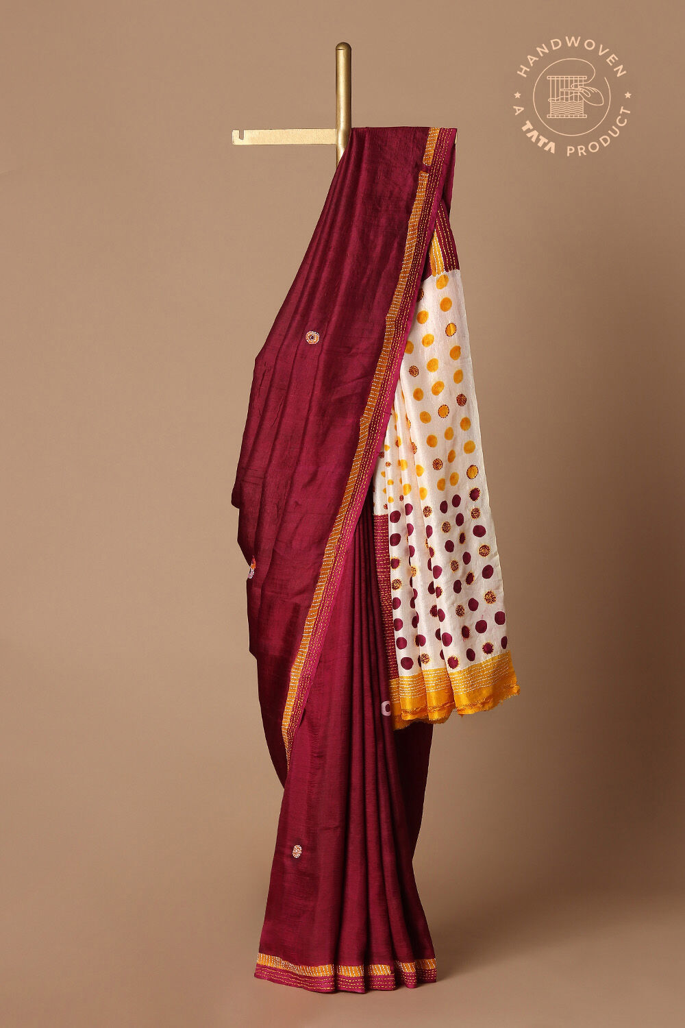 Dark Pink Pure Silk Batik Saree image number null