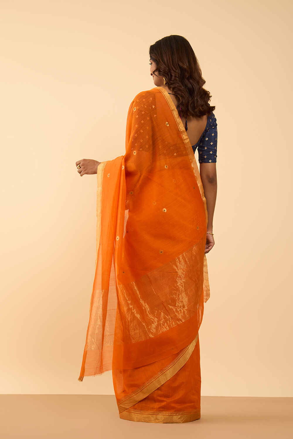 Orange Woven Pure Silk Cotton Chanderi Saree image number null