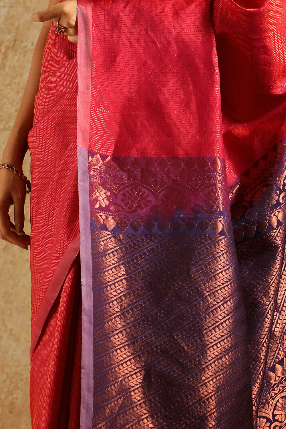 Pink Woven Pure Soft Silk Saree image number null