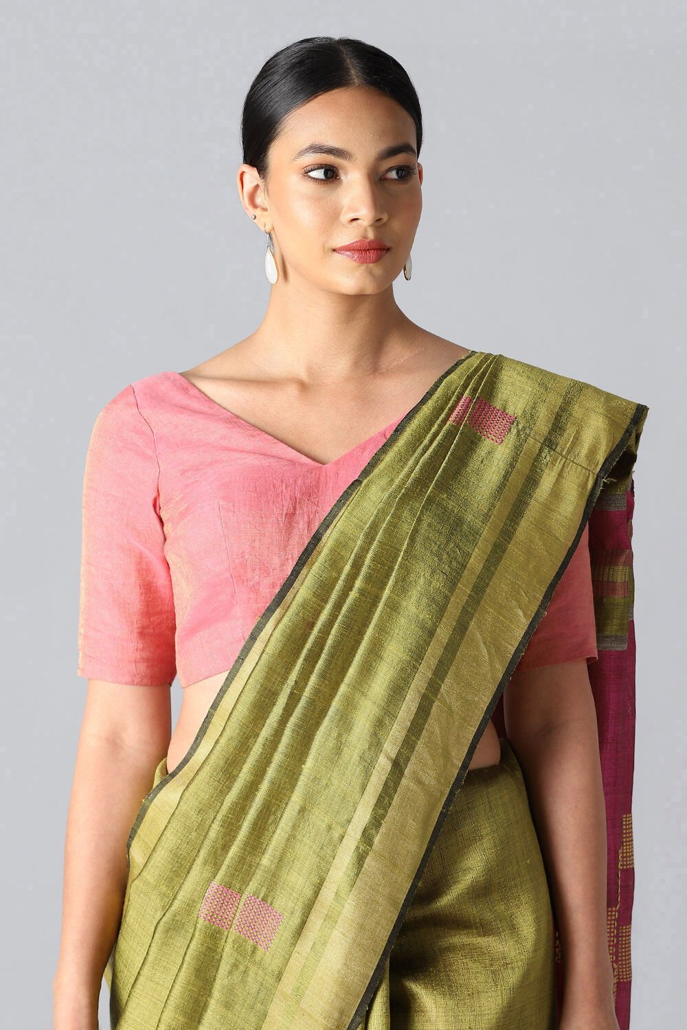 Light Green Pure Tussar Silk Bhagalpuri Saree image number null