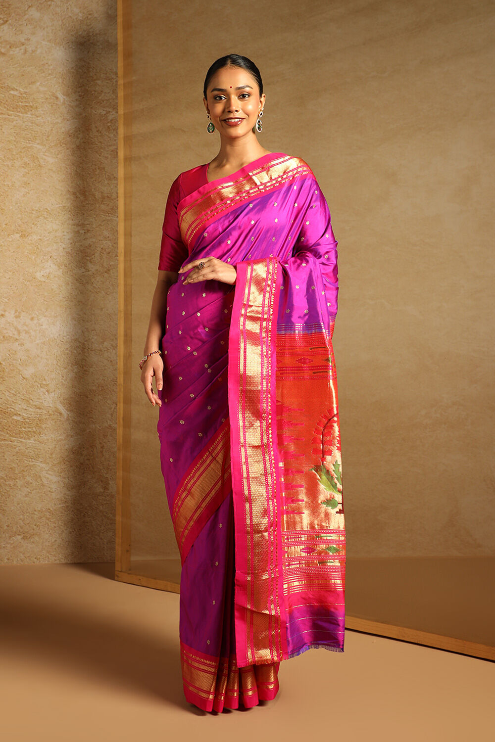 Purple Pure Silk Paithani Saree image number null