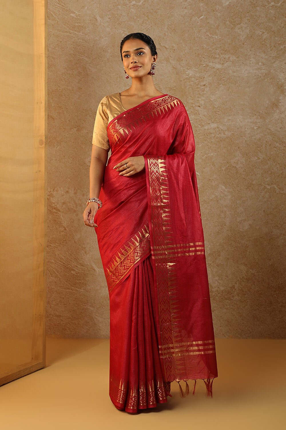 Navy Chattisgarh Woven Pure Tussar Silk Saree image number null