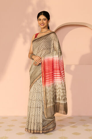 Brown Rajasthan Pure Silk Cotton Tie & Dye Shibori Saree thumbnail image number null