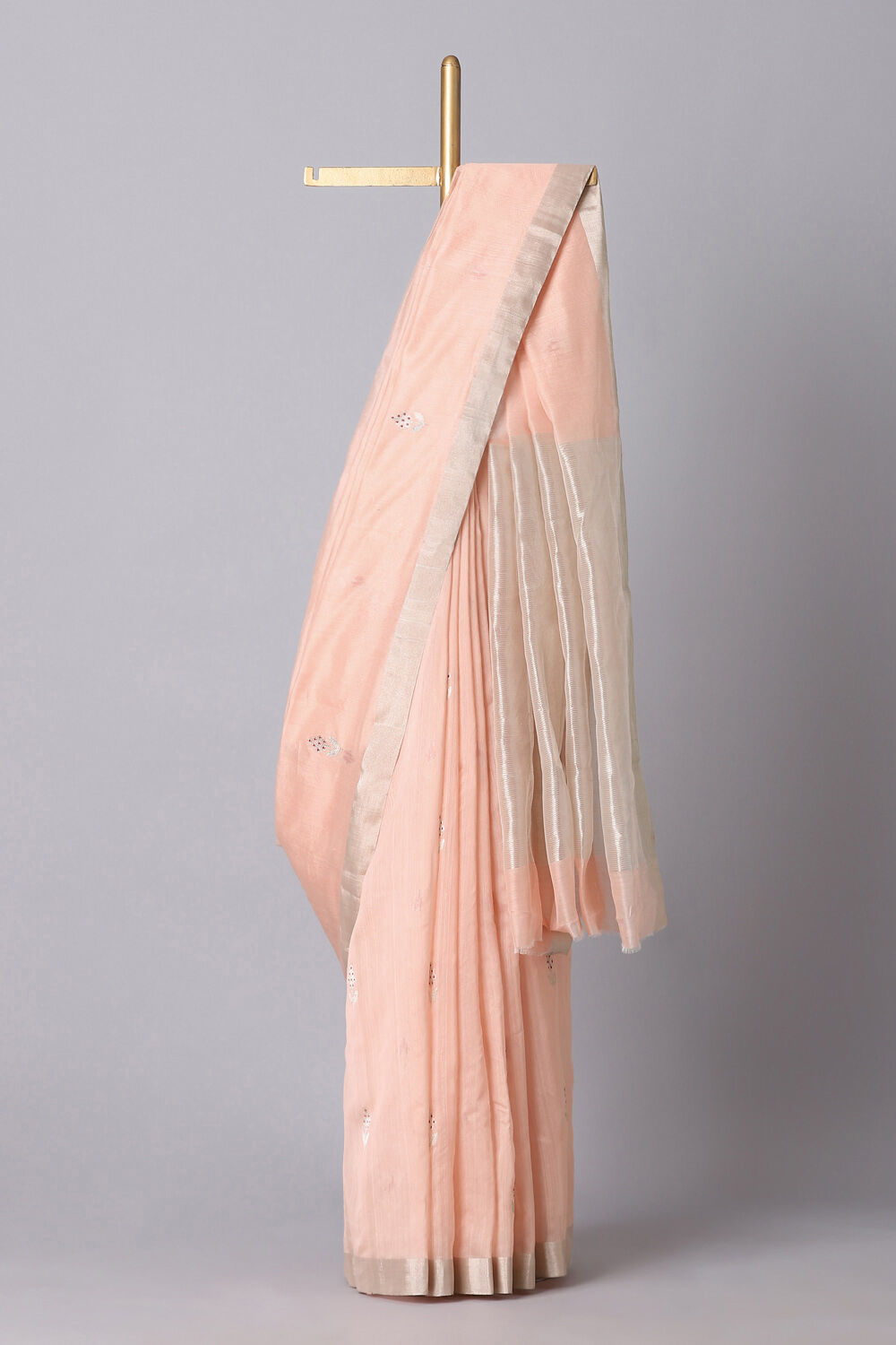 Light Orange Pure Silk Cotton Chanderi Saree image number null