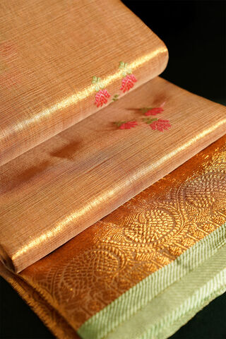 Gold Woven Pure Organza Tissue Kanjivaram Saree thumbnail image number null