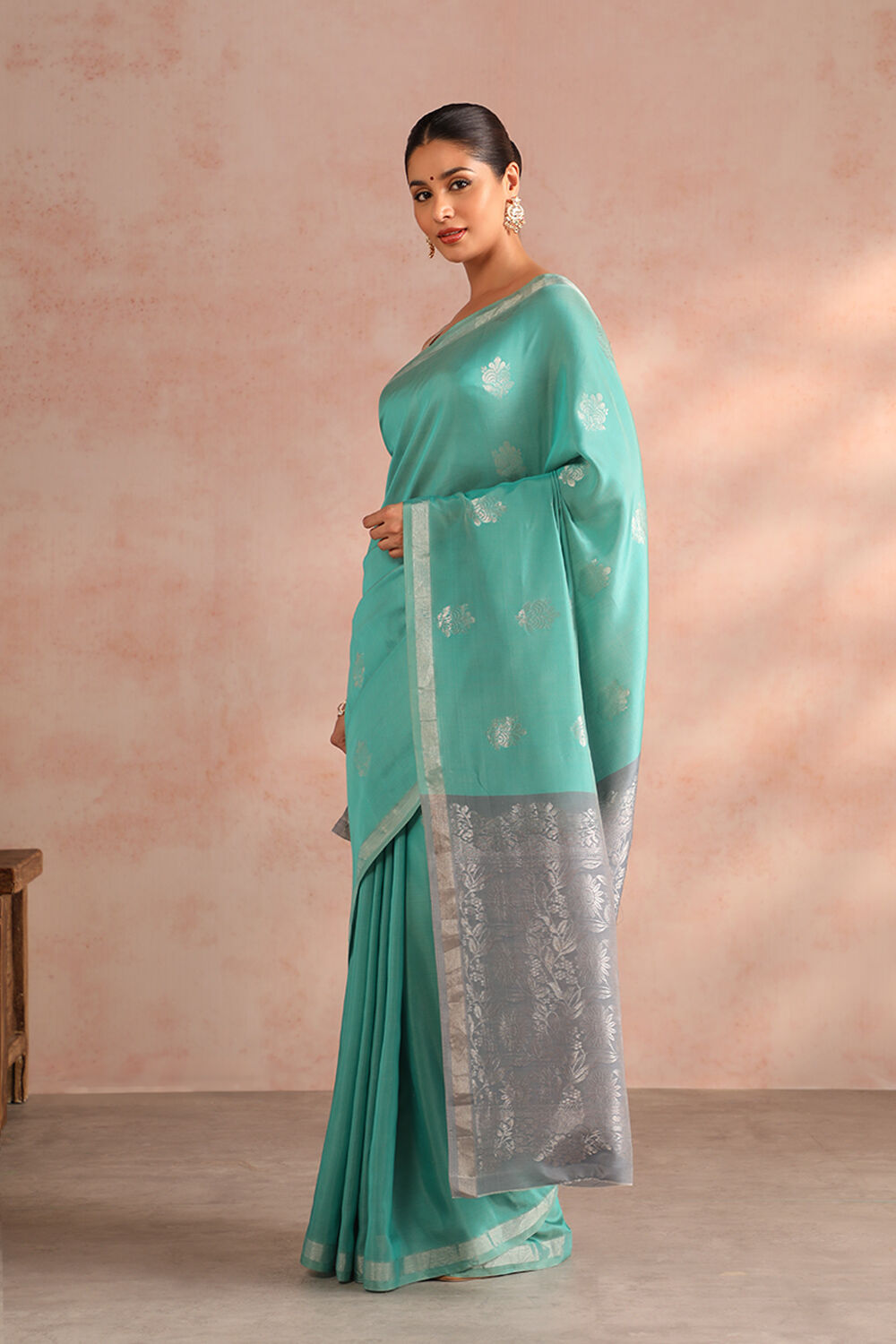 Light Green Woven South Silk Tencel Saree image number null
