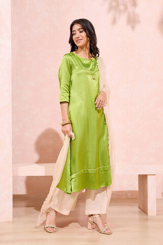 Green Viscose Cotton Embroidered Kurta Set thumbnail image number null