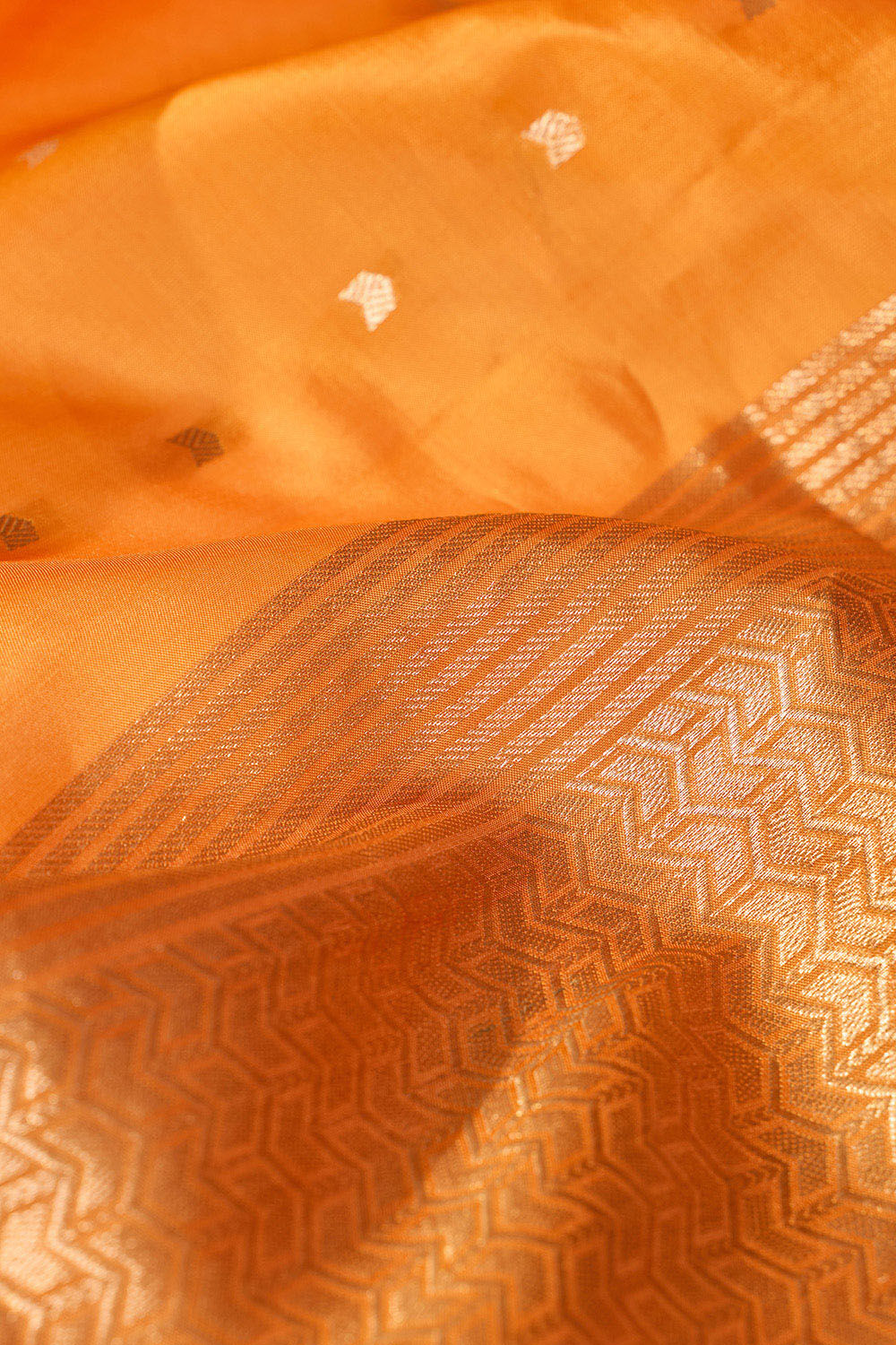 Orange Silk Viscose Cutwork Banaras  Saree image number null