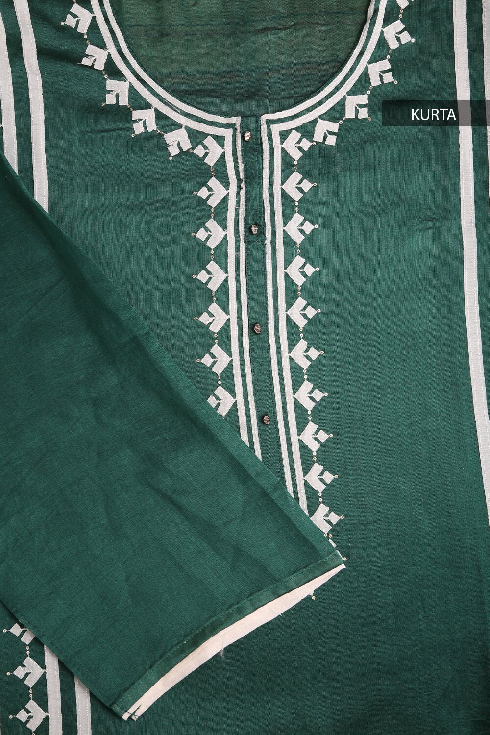 Dark Green Embroidered Pure Silk Cotton Suit Set image number null