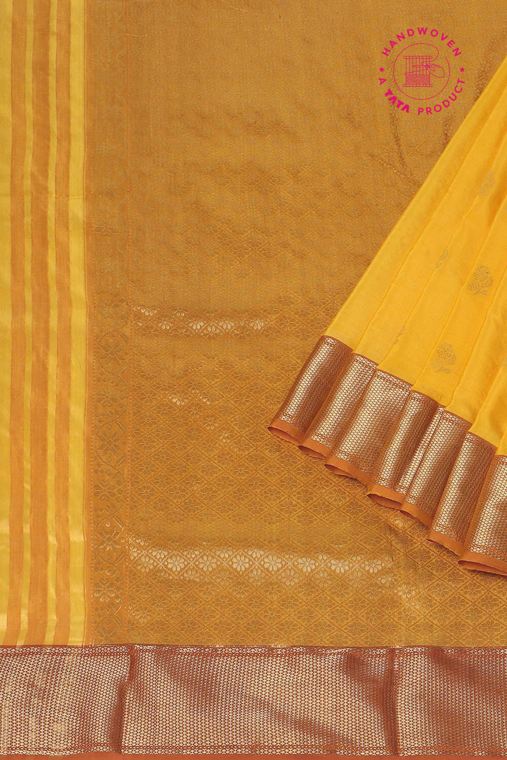 Yellow Pure Silk Chanderi Saree image number null