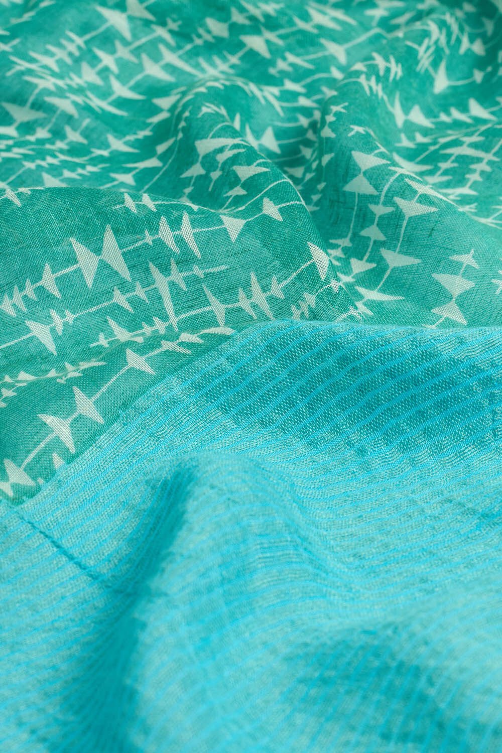 Green Screen Printed Pure Linen Saree image number null