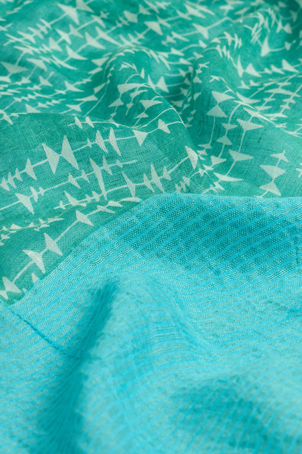 Green Screen Printed Pure Linen Saree image number null