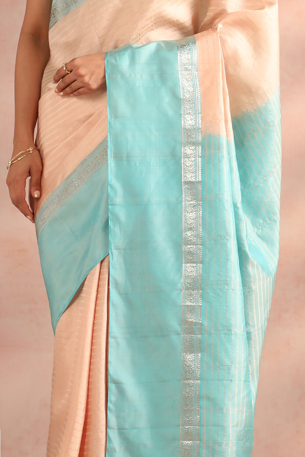 Beige Woven Pure Soft Silk Saree image number null