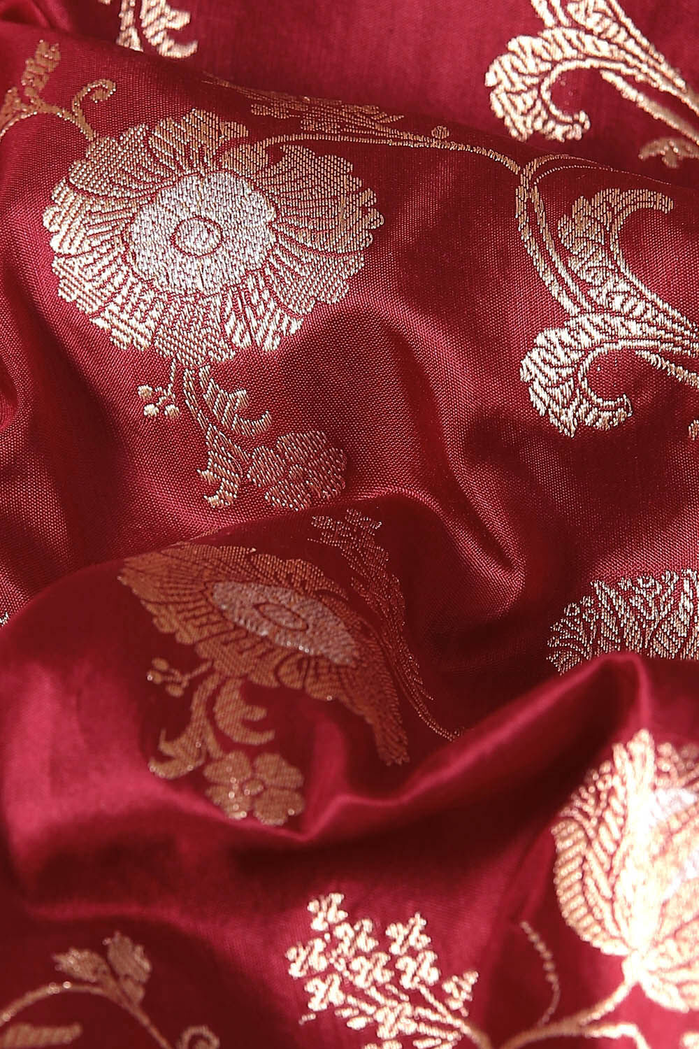 Dark Red Pure Silk Banarasi Saree image number null