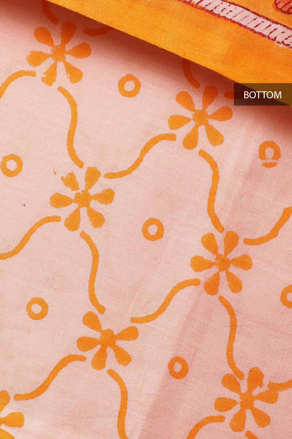 Light Pink Cotton Sanganeri Printed Unstitched Suit Set image number null