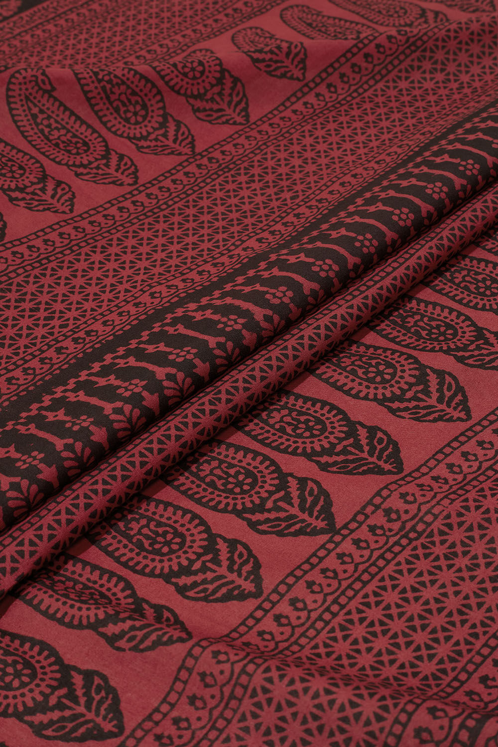 Red Bagh Block Printed Pure Cotton Saree image number null