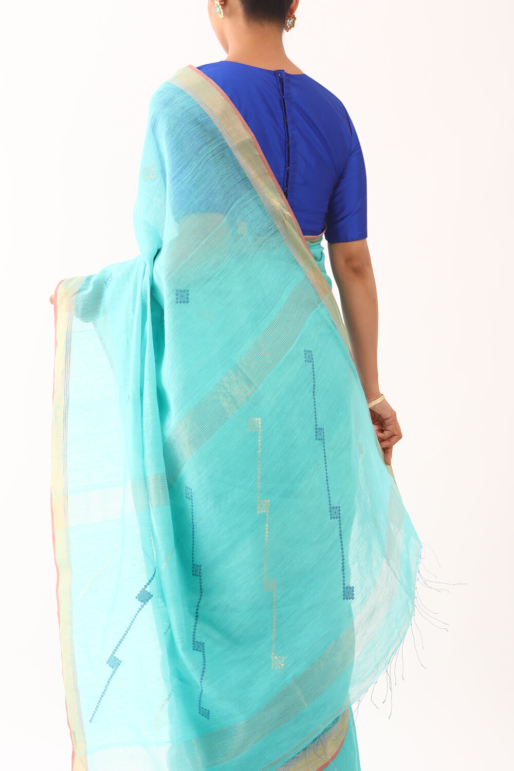 Light Green Bengali Pure Silk Cotton Jamdani Saree image number null