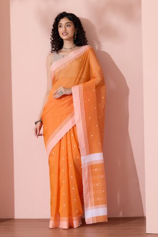 Orange Chanderi Woven Pure Silk Cotton Saree thumbnail image number null