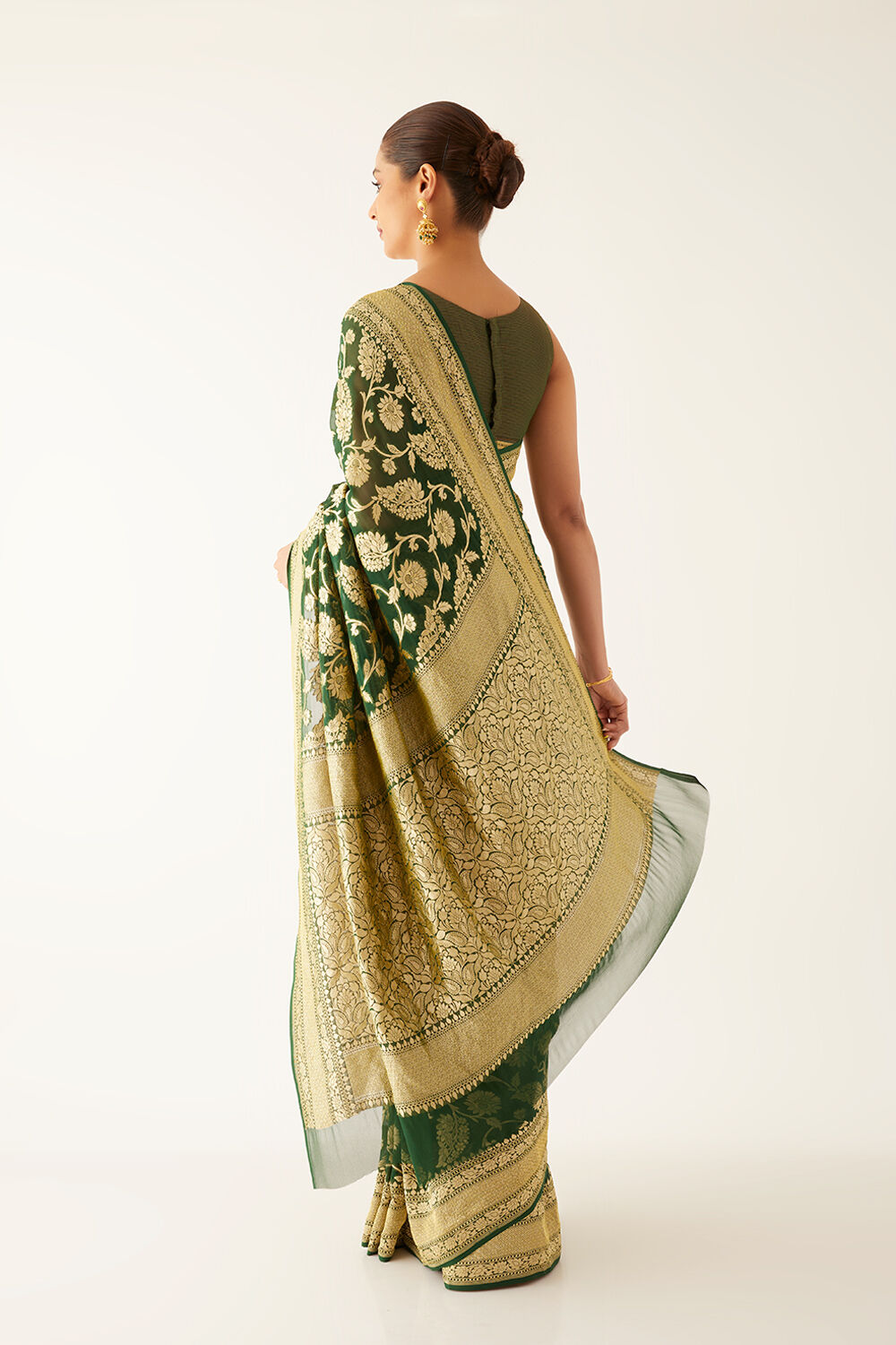 Green Pure Georgette Banarasi Brocade Saree image number null