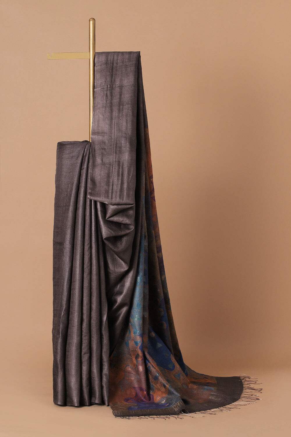 Brown Pure Silk Tussar Jamdani Saree image number null
