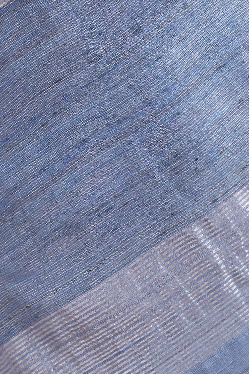 Light Blue Pure Tussar Silk Bhagalpuri Saree image number null
