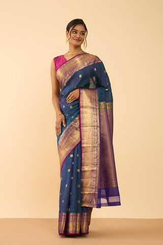 Blue Woven Silk Viscose Saree thumbnail image number null
